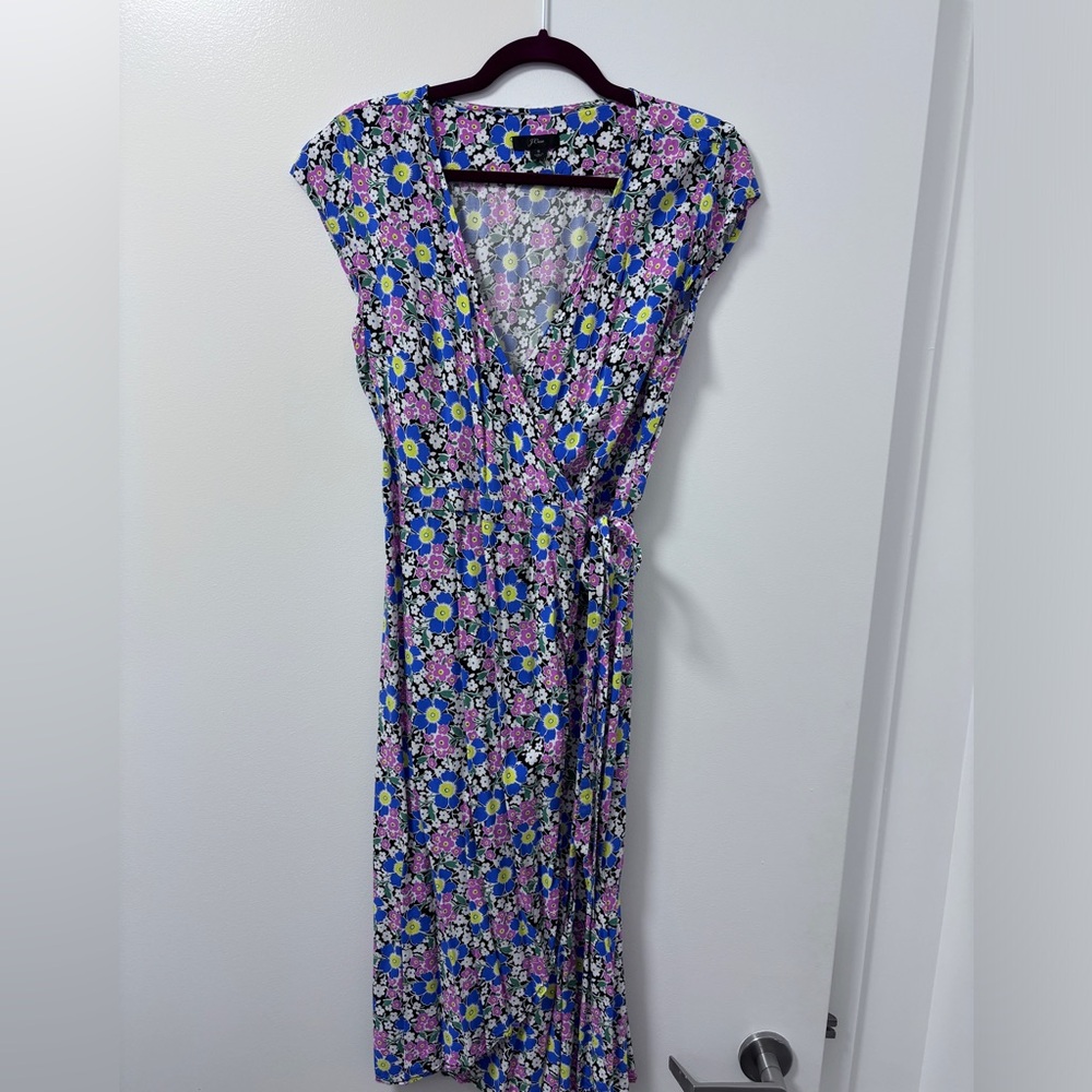 J crew midi floral spring wrap dress size small